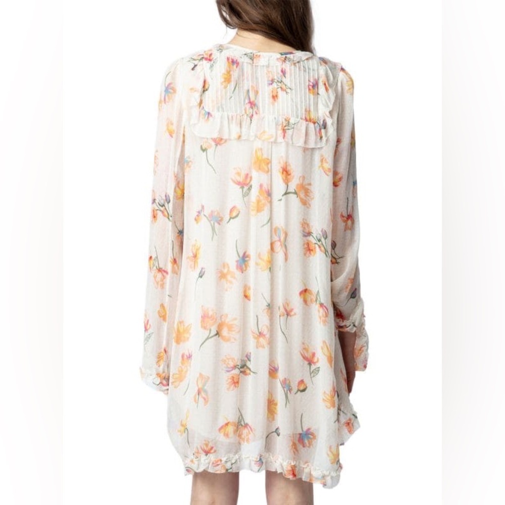 NWT Zadig and Voltaire Rackel Floral Chiffon Mini Dress - Picture 3 of 7